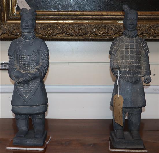 A pair of Chinese terracotta warriors tallest 45cm